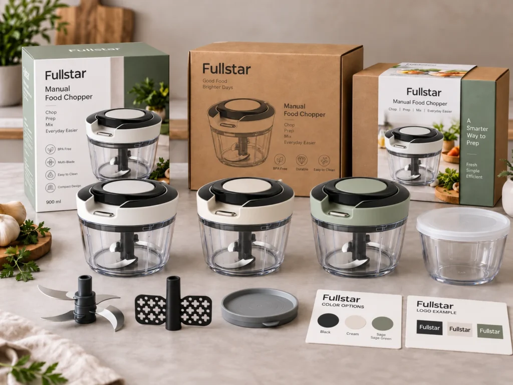 Illustrative FULLSTAR customization composition showing color, branding, packaging and configuration options