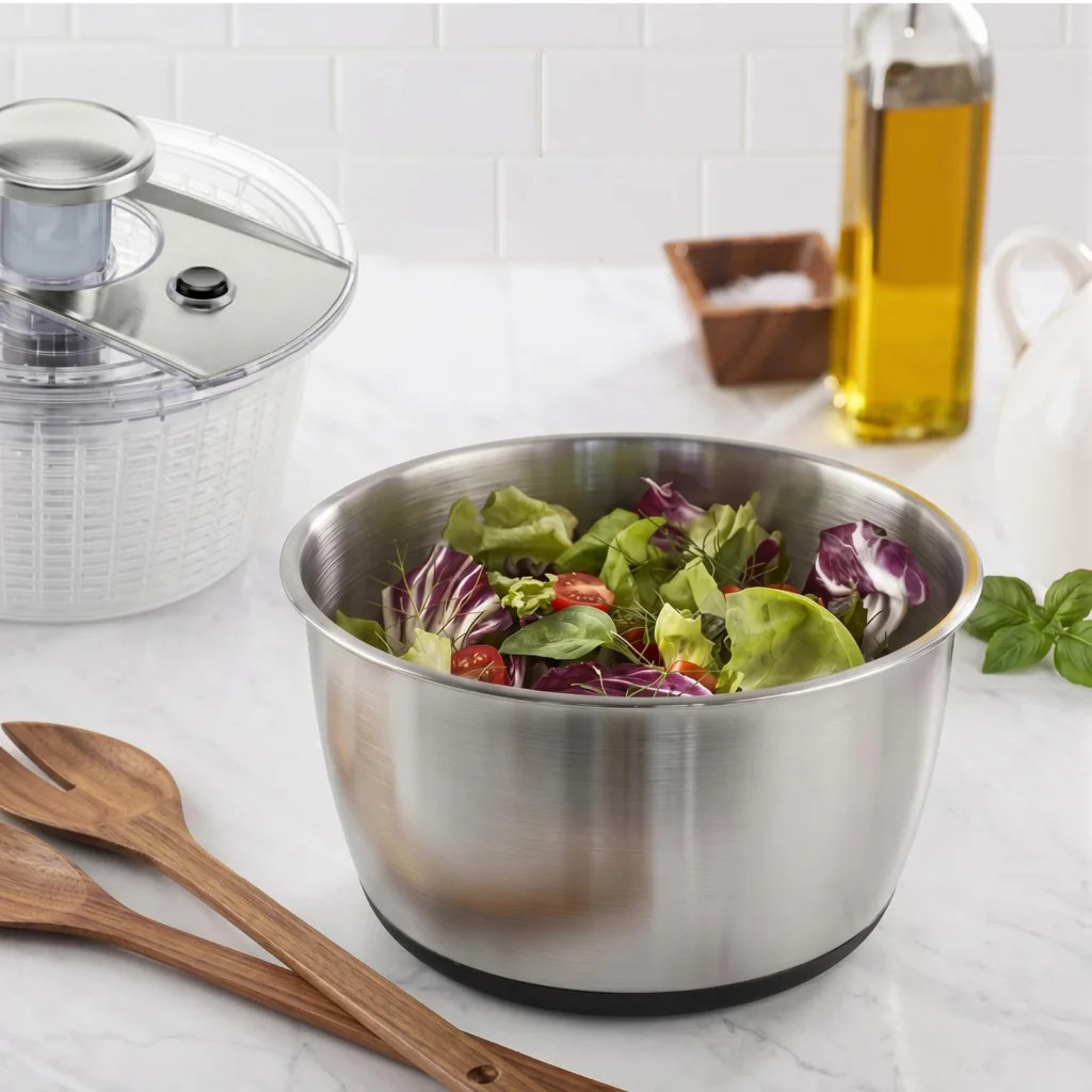ZF2318SSS-25 6L Stainless Steel Pump Salad Spinner