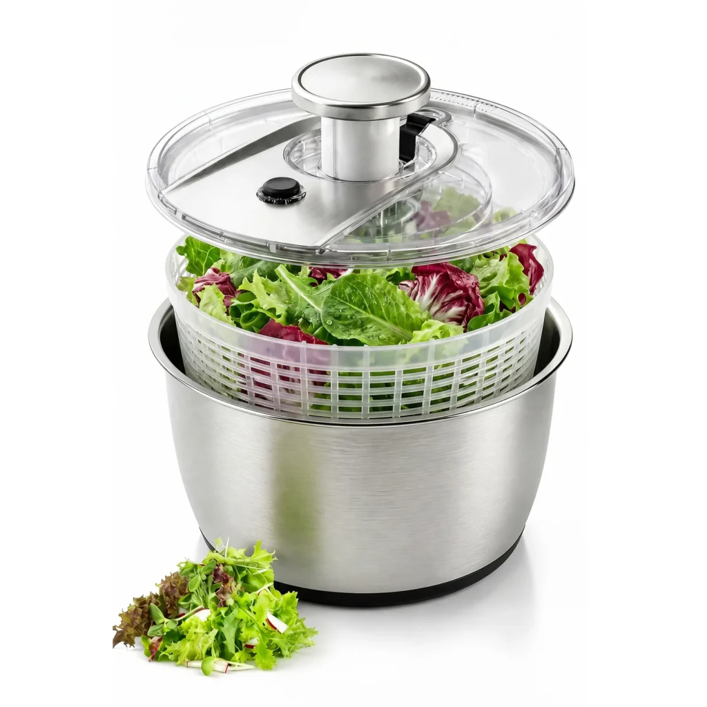 ZF2318SSS-25 6L Stainless Steel Pump Salad Spinner