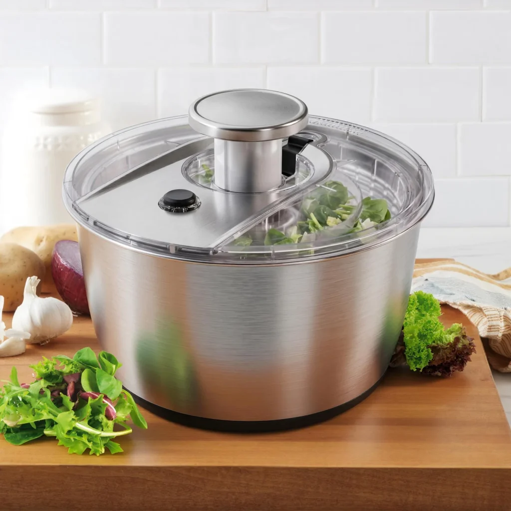ZF2318SSS-25 6L Stainless Steel Pump Salad Spinner